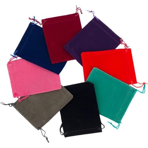 Velvet Gift Bag 8x10cm Rings Necklaces Earrings Jewelry Drawstring Packaging Pouches Christmas/Wedding Gift Bag Black/Blue/Red