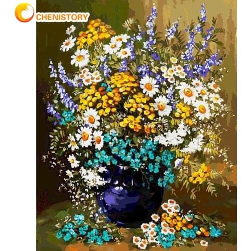 CHENISTORY Paint By Numbers Kits For Adults Children 60x75cm Frame Flowers Oil Picture By Number Home Wall Art Paints DIY Gifts