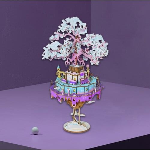 Wood Model Kit for Adults and Kids to Build DIY Puzzle,Music Box Mechanical, 3D Wooden Puzzle