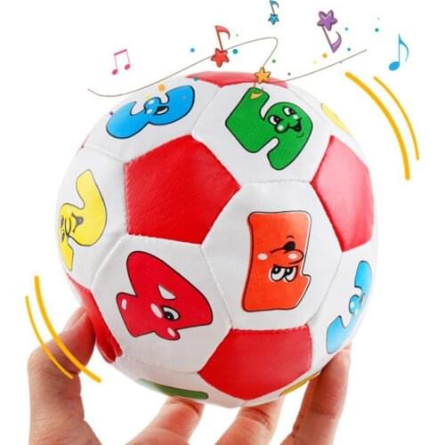 Baby Grip Faux Leather Stuffed Soccer Ball with Chiming Bell Sensory Musical Toy Toddler Early Education Cognition Toys