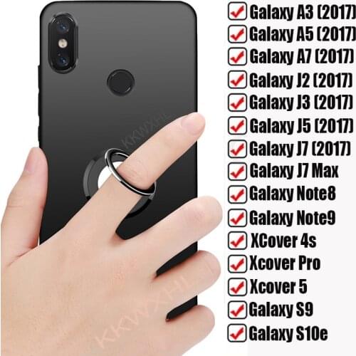 For Samsung Galaxy A7 A5 A3 (2017) J2 J3 J5 J7 Max Note8 Note9 XCover 4s 5 Pro S9 S10e Back Ring Holder Bracket Case Soft Cover
