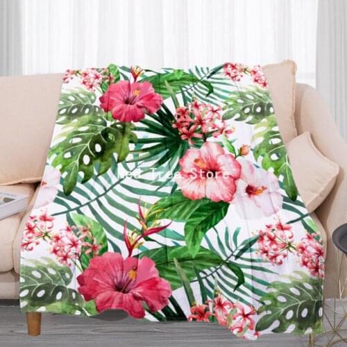 Green Plants Floral 3D Printed Flannel Blanket Office Nap Sofa Bedding Cover Luxury Flowers Design Blankets Home Textile Decor