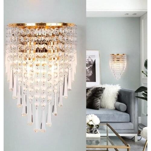 Crystal wall lamp bedroom bedside simple and modern creative personality Xuanguan aisle wall lights led living room wall lamp