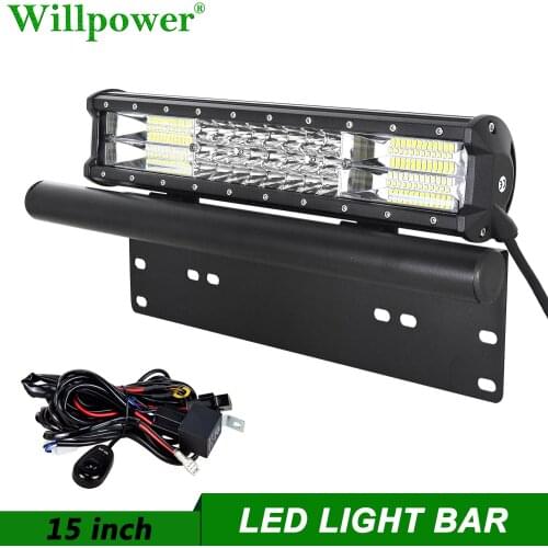 SUV Car Front 216W 15" LED Light Bar License Plate Bracket For Ford Jeep Offroad 4x4 Truck Driving Lights Bar Holder Bracket