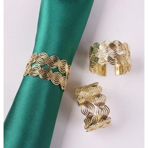 Round Napkin Holders Metal Wires Weaving Serviette Rings Parties Weddings Family Gatherings Table Decoration