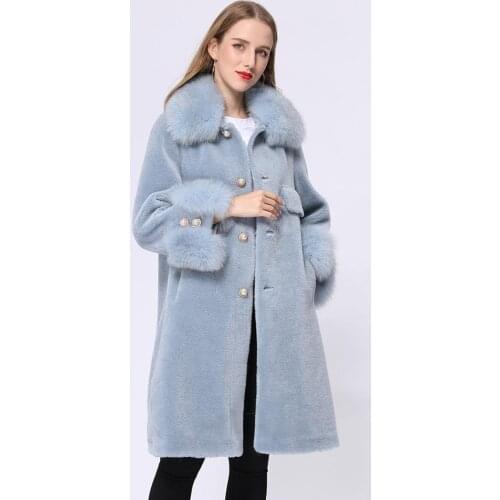 Janefur Shearling Jacket Women Autumn Winter Genuine Granular Fleece Sheepskin Coat Female Casual Warm Plush Long Outerwear