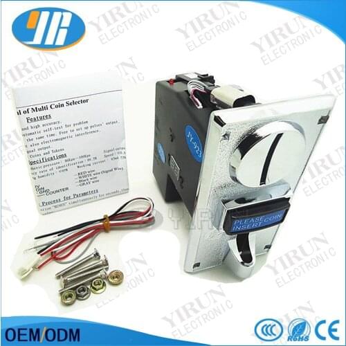 Multi coin selector coin acceptor for any 3 kinds of coins, support multi coins with only 1 output, set up value token acceptor