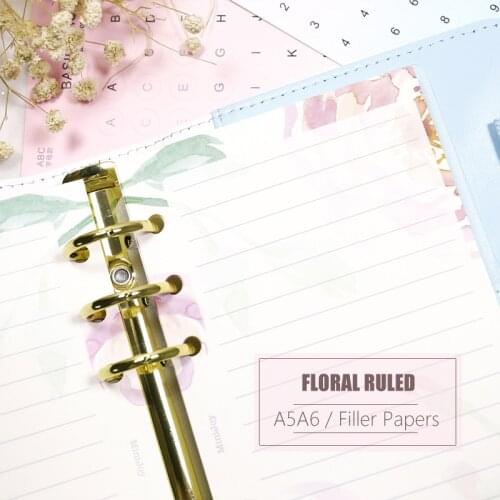 MyPretties Floral Ruled Refill Papers 40 Sheets A5 A6 A7 Filler Papers for 6 Hole Binder Organizer Notebook Pages for Planner