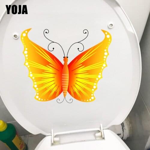 YOJA 22.9X20.2CM Golden Flying Butterfly Childern Bedroom Wall Sticker Home WC Decor Toilet Seat Decals T1-2193