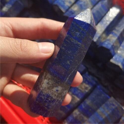 Natural Crystal Lapis Hexagonal Column Crystal Point Mineral Ornament Healing Stones Home Furnishing DIY Gift Decoration