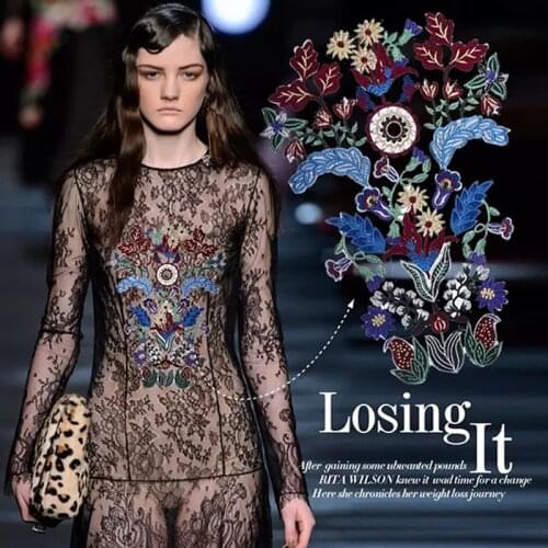 New Embroidered Flower Applique Sew On Patch Clothing Peony DIY For Women Dress