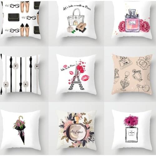 NEW Perfume Floral Pillows Case Modern Fashion Lady Decorative Pillows Cover Livingroom Bedroom Sofa Seat Simple Cushions Case