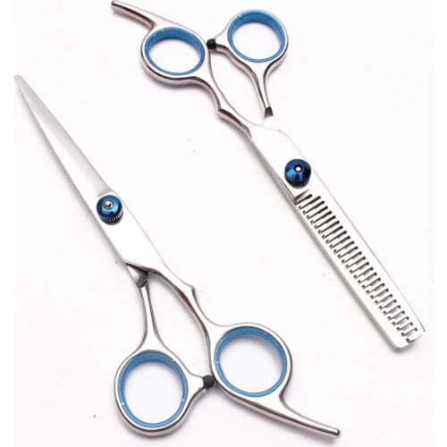 6.5" Stainless Customize Logo Blue Screw Cutting Scissors Thinning Shears Hairdressing Scissors Professional Hair Scissors C1001