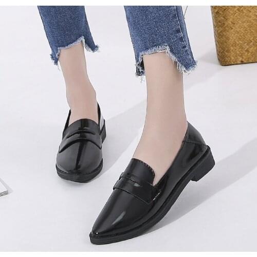 PUPUDA Flat Shoes Women New Casual Leather Shoes Women Black Female Shoes Slip On Loafers Women 2020