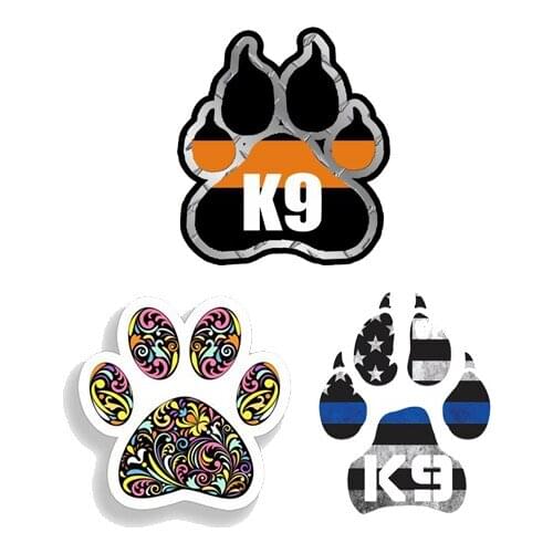 Retro-reflective Decals Police K9 Paw Decal Waterproof Reflective Creative Car Sticker Accessories KK Vinyl Cover Waterproof PVC