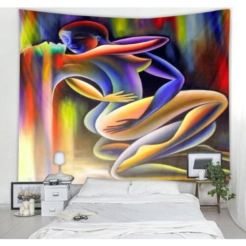 Nordic INS style couple kissing decoration tapestry hippie bohemian psychedelic wall hanging abstract tapestry decoration
