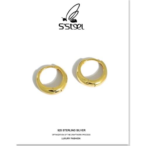 SSTEEL Geometric Earrings For Women 925 Sterling Silver Hoop Earring Korean Minimalist Trendy Earings Plata 925 Para Jewellery