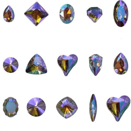 Swarovsky Gorgeous Crystal AB Rhinestone 3D Glitter Glass Diamond Gems for Nail Art Decoration Mixed Sizes