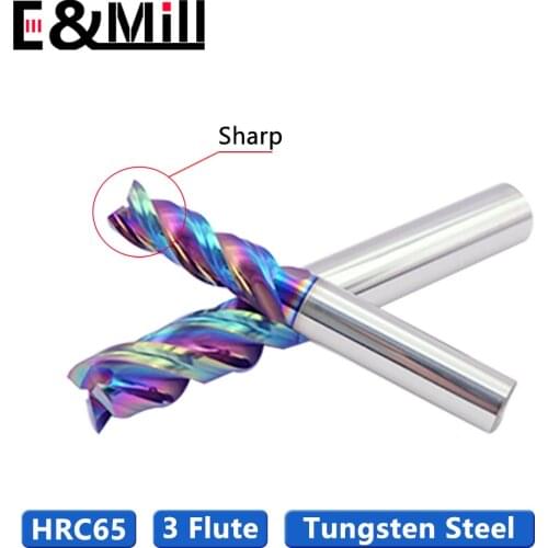 U-groove for tungsten steel and aluminum 3 Flute HRC65 Cemented carbide milling cutter for aluminum coarse feed milling cutter