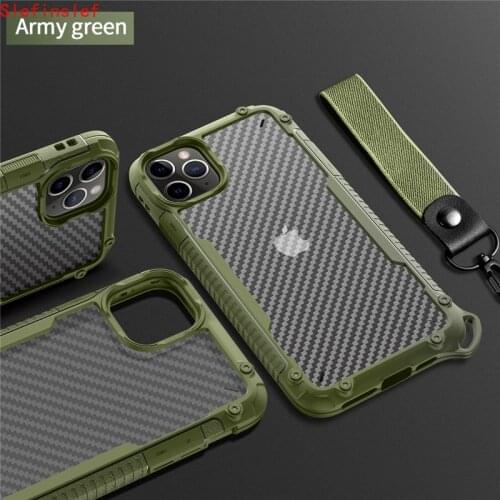 Armor Matte Phone Case For iPhone 12 Mini XR XS Xs Max X 8 7 Plus 11 12 Pro Max Shockproof Bumper Airbag Cover + Lanyard