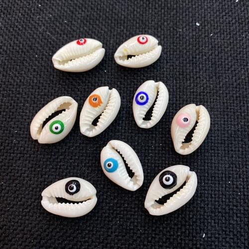 10pcs Natural Conch Shell Loose Beads Evil Eye Types Jewelry Accessories for DIY Necklace Bracelets Home Decoration Wind Chimes