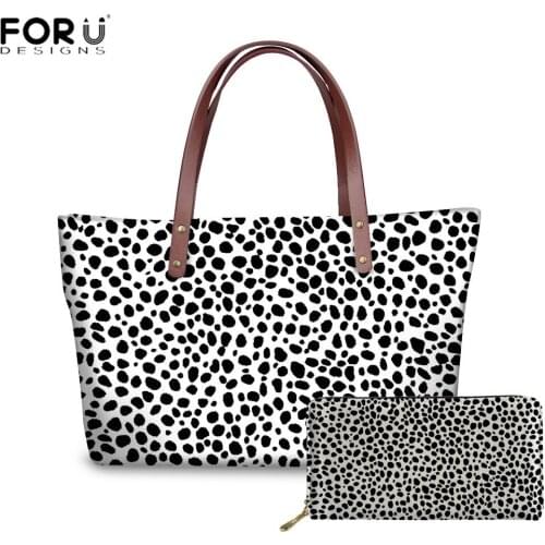 FORUDESIGNS 2pcs/set Womens Big Tote Bag Polyester Shoulder Bag for Ladies Female Shopper Bag Printing Leopard Top-handle Bags