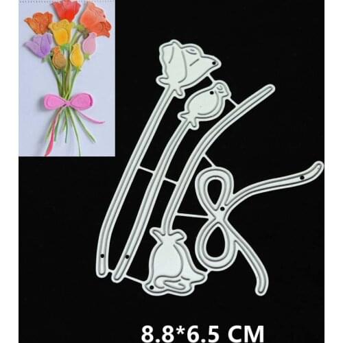 2021 New Tulip Flowers Cutting Dies DIY Scrapbooking Embossing Paper Photo Frame Stamps Crafts Template Mould Stencils