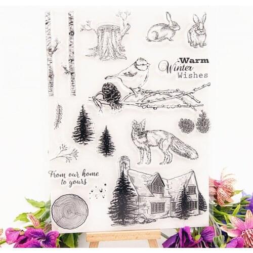 20x15.5cm Foxs forest Transparent Clear Stamps Silicone Seals Roller Stamp DIY scrapbooking photo album/Card Making