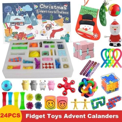 24pcs Random Fidget Toys Advent Calanders Mystery Christmas Gift Kid Adult Fidget Toy Pack Surprise Box Antistress Simple Dimple
