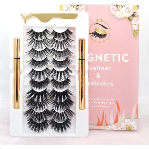 5/10 Pairs MIX 3D Mink Eyelashes Waterproof No Magnetic Liquid Eyeliner Long Lasting Natural Supplier Wholesale Drop shipping