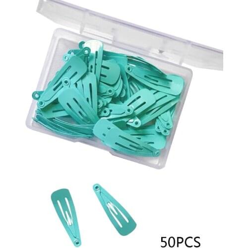 50Pcs/Set 3cm Women Girls Korean Mini Metal Alloy Hair Clips Water Drop Shape BB Hairpins Baking Paint Ice Cream Color Snap Barr