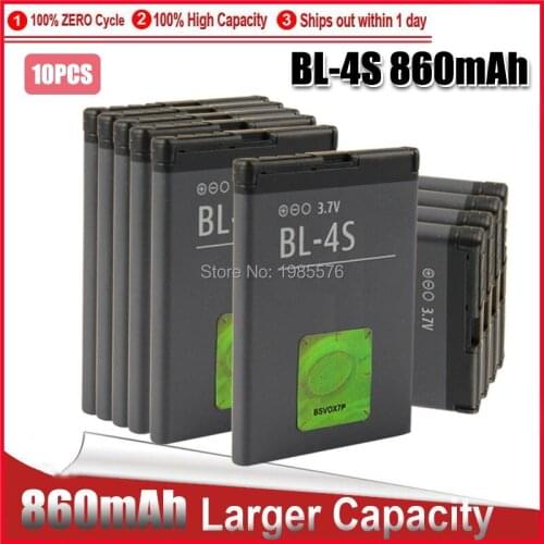 10PCS 860mAh BL-4S BL4S battery High Capacity Battery Use for Nokia 2680s/3600s/7610s/6208c/X3-02/7100s/7020 Battery