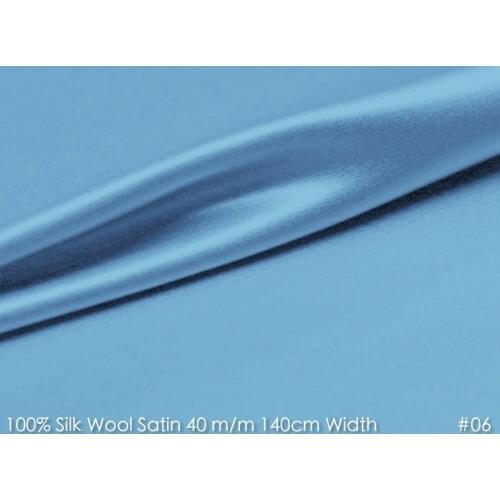 SILK WOOL SATIN 140cm width 40mm/28%Silk+72%Wool Satin Fabric for Cheongsam Party Suits 06 Sky Blue