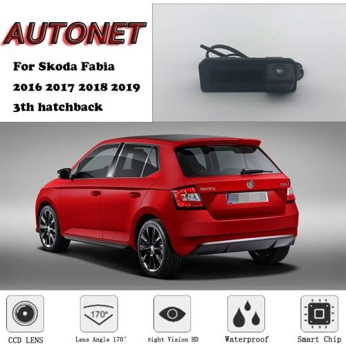 AUTONET Car Trunk Handle Camera For Skoda Fabia 2016 2017 2018 2019 3th hatchback Night Visioin Backup Rear View camera