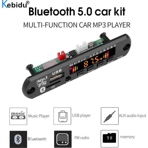 New Color Screen Bluetooth 5.0 Receiver Car Kit MP3 Player Decoder Board Support FM Radio TF USB 3.5 Mm AUX Audio For Car DIY
