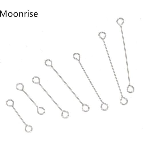 15 20 25 30mm Stainless Steel Basics Eye Pins Double-end Loops Eye Head Pins Connector For Earrings Pendant Jewelry Making 0.4mm