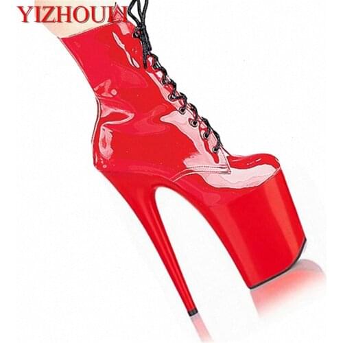 20 cm high heel heel ankle boots, sexy steel pole dance shoes, model nightclub stage show dance shoes