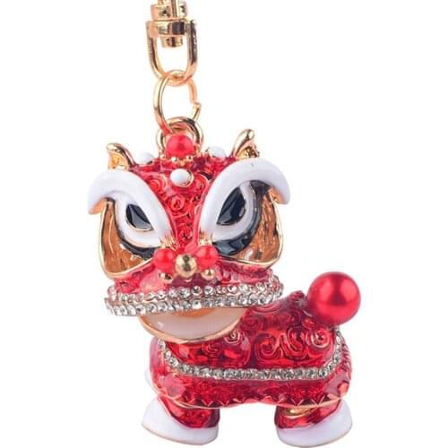 7 Colors Chinese Style Traditional Ethnic Wind Keychain Beautiful Dance Lion Key Chain Lion Key Chain Personalized Car Pendant
