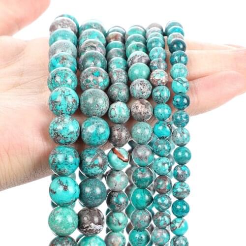 Natural Stone Beads Blue Emperor Pine Loose Round Spacer Bead For Jewelry Making DIY Bracelet Charm Accessories Strand 6/8/10MM