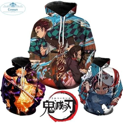 COSSUN Anime Demon Slayer: Kimetsu no Yaiba Academia Cosplay Main characters Zipper Hoodie Men and women Leisure Sports Sweater