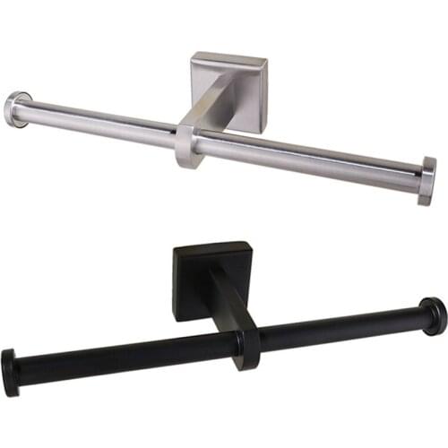Stainless Steel Toilet Roll Holder Double Ring Toilet Paper Holder Wall Mounted Bathroom Toilet Paper Shelf