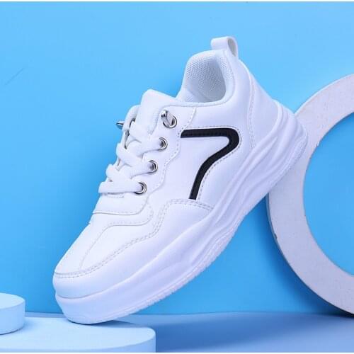 HUCDML Childrens White Sneakers Shoes Leather Casual Boys Girls Footwear Flat Outdoor Walking Kids Shoes Comfortable