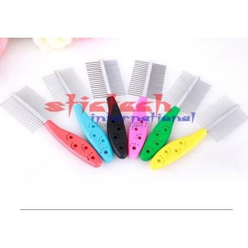 By dhl or ems 200pcs Pet Hair Grooming Footprints Two-sized Dense Comb Tooth Slicker Durable Stainless Steel Pets Perfect