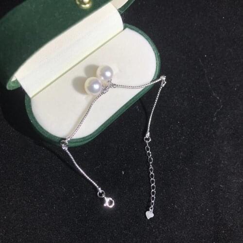 TWO PEARL 925 Sterling Silver Bracelet Settings Findings Mountings Base Parts Bangle for Crystal Agate Pearls Jade Coral Beads