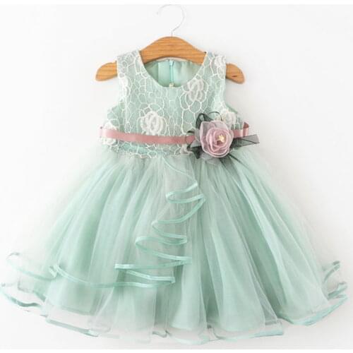 Baby Girls Spring Flower Elegant Dress Child Girls Birthday Party Tulle Fabric Princess Tutu Vestidos Kids Summer Casual Clothes