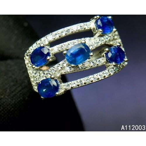 KJJEAXCMY fine jewelry 925 sterling silver inlaid natural sapphire new Female ring trendy Support Detection