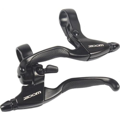 Zoom Bike Brake Lever Set Aluminum Alloy MTB Bicycle Handle Left & Right With Bell V-Brake C-Brake bike parts black