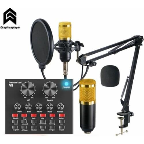 Condenser microphone external sound card set web video live broadcast for PC/mobile phone