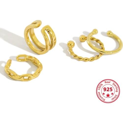 Korean S925 Sterling Silver Ear Cuff Earrings Chain Double-Layer Earrings For Female Woman Stackable Earrings Without Piercing