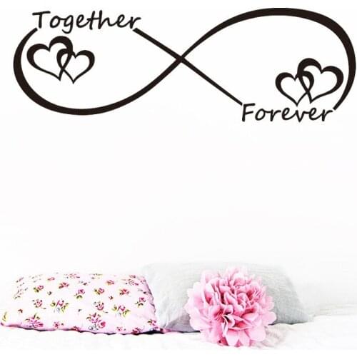 Creative Hand Carved Valentines Day English Together Forever DIY Wall Stickers Living Room Backdrop Home Decor Mural Decal